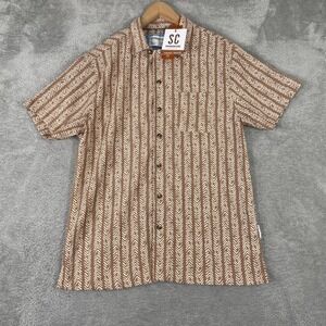 Sovereign Code Button Up Shirt Mens Small Brown Chevron Textured Lantern